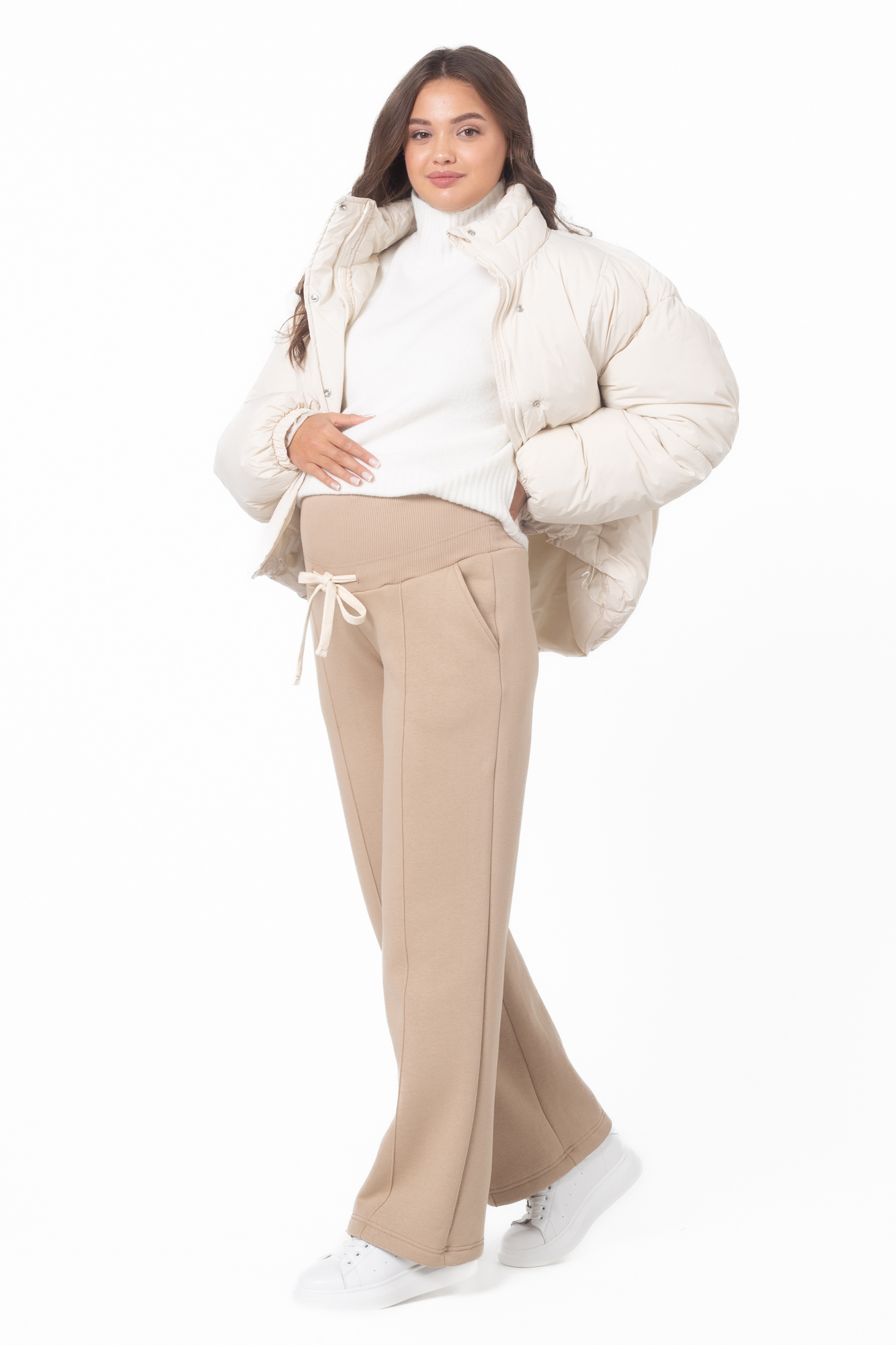 Утепленные брюки для беременных 16340 латте