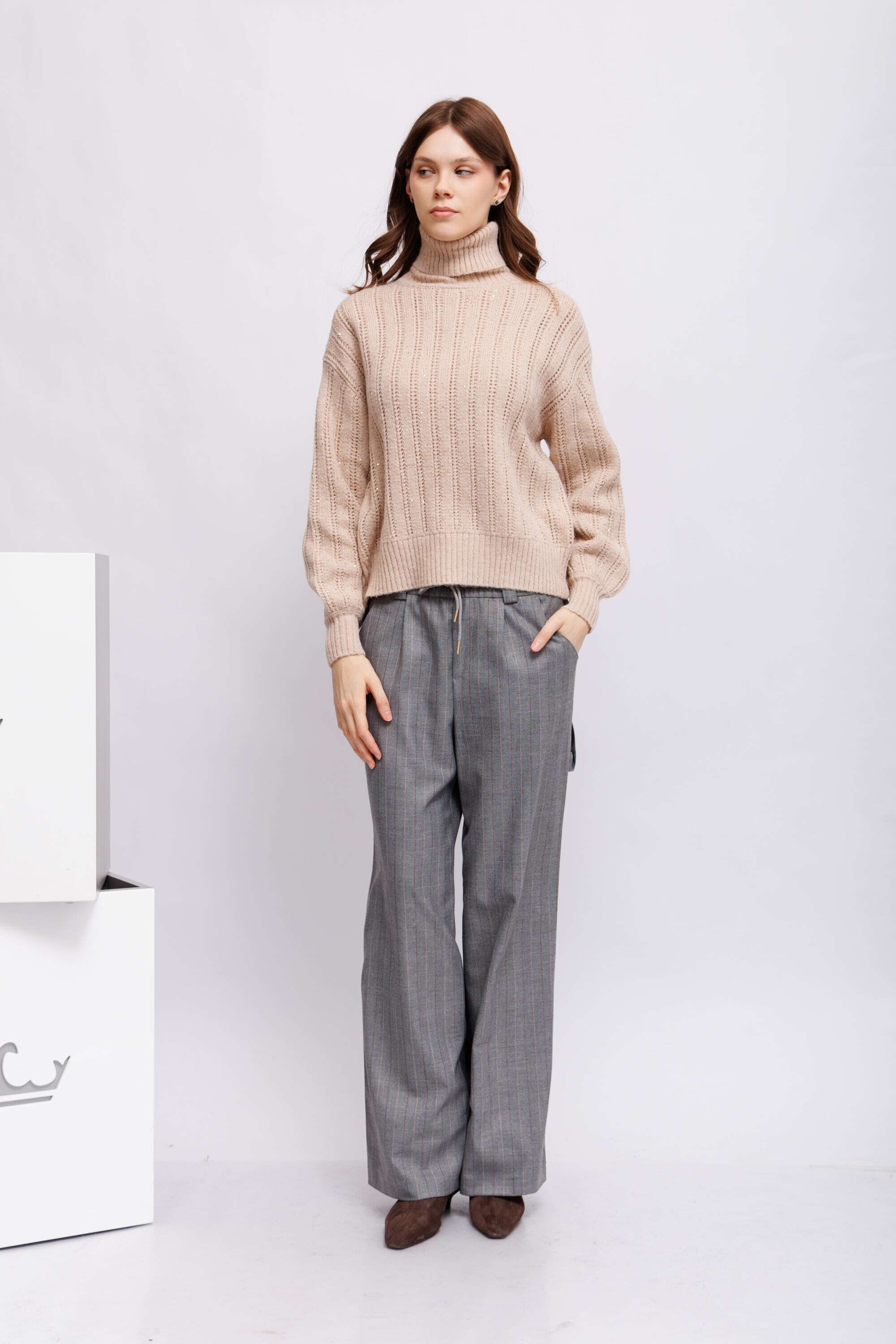 Marc Aurel Брюки смешанного стиля широкие в полоску