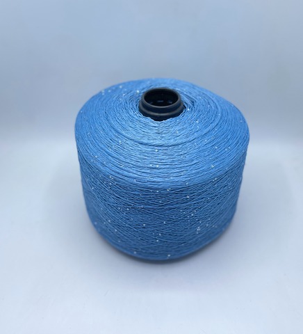 Бобинная пряжа (пр.Италия),Linette Pailletes, 450/100гр, 80% Лен, 20% Полиэстер (пайетка), цвет-Голубой+пайетка. арт.36724