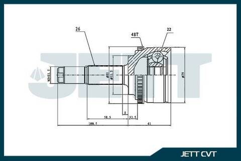 ШРУС внешний JETT V42-4118 ABS (22 шлица)