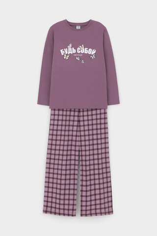 пижама  для девочки  К 1623/спелый виноград,клетка