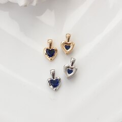Подвеска Сердце с синим фианитом, 12*8 мм, позолота, П307