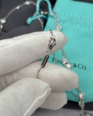 Длинное колье-нитка 33 камня из серебра 925пробы с завальцоваными куб.цирконами в стиле Tiffany