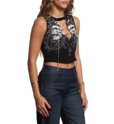 Affliction | Футболка женская Collapse Sleeveless Top AWV27180 справа