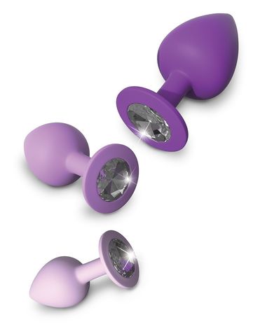 Набор из 3 фиолетовых анальных пробок со стразами Little Gems Trainer Set - Pipedream Fantasy For Her PD4948-12