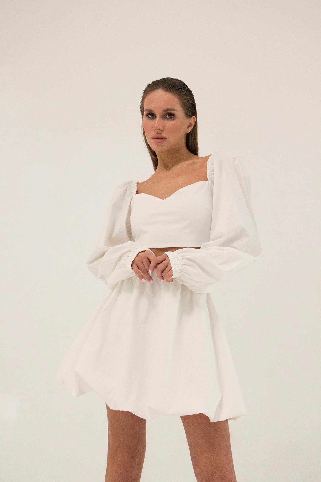 Топ с фигурным вырезом и рукавами COTTON CREAM ONESIZE
