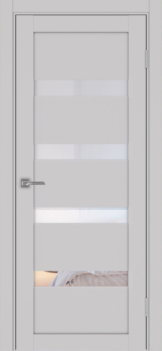 Дверь межкомнатная Оптима Порте Турин 505.12, цвет пепельный, экошпон, стекло прозрачное