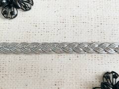 Лента декоративная люрекс косичка, ш. 1 см, серебро