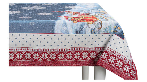 Скатерть 140х300см Mix&Match Home Новогодний гость синяя