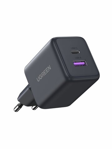 Зарядное устройство  UGREEN X516 (55539) 30W 2-Port USB-C&USB-A GaN Fast Charger EU, серый