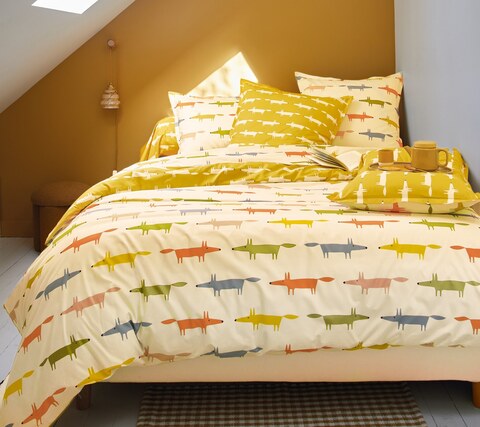 Постельное белье 1.5 спальное Blanc des Vosges Scion Living Birthday Fox желтое