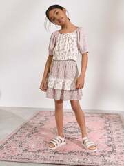 Топ и юбка в комплекте для девочки Next AD6-061, Молочный, Розовый