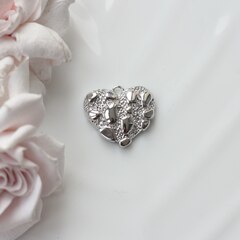 Подвеска с Сердце фактурное, 22*24 мм, родий, П838