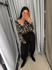 Рубашка в клетку коричневая