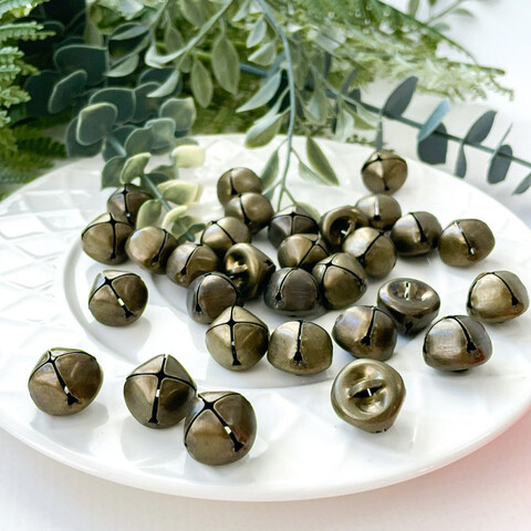 Бубенчики БРОНЗОВЫЕ, металлические, для декора и творчества, размер 1,4 см, набор 28-30 шт.