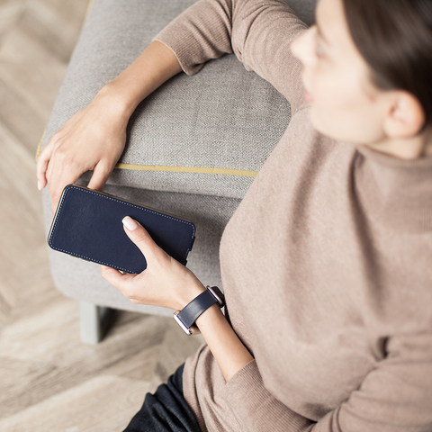 Чехол для iPhone 11 Pro Max из натуральной кожи теленка, цвета индиго