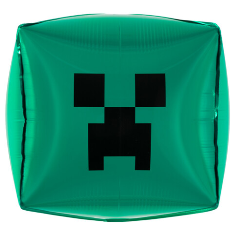 Шар 3D куб пиксельный монстр, зеленый, 56 см