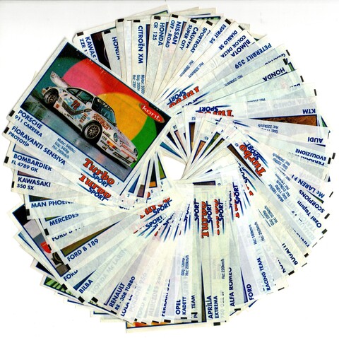 Вкладыши от жвачки Turbo Sport - Турбо Спорт 57 штук без повторов. Серия 1 - 70