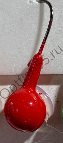 Джиг головка шар крашеный крючок Kumho2412 (Корея) 4гр (уп.10шт) цв.красный разм.1/0