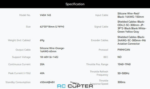 ESC регулятор мотора T-Motor V40A 6-14S PWM/CAN
