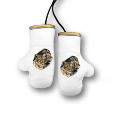 Перчатки боксерские комбинированные "Лев и львица", белые с золотым