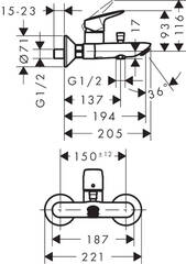 Смеситель для ванны, хром Hansgrohe Logis 71400000