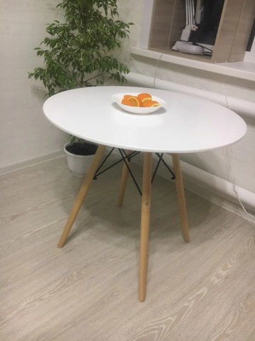 Кухонный интерьерный круглый стол Eames DSW Eiffel, MDF (D80/90/100см), цвет белый