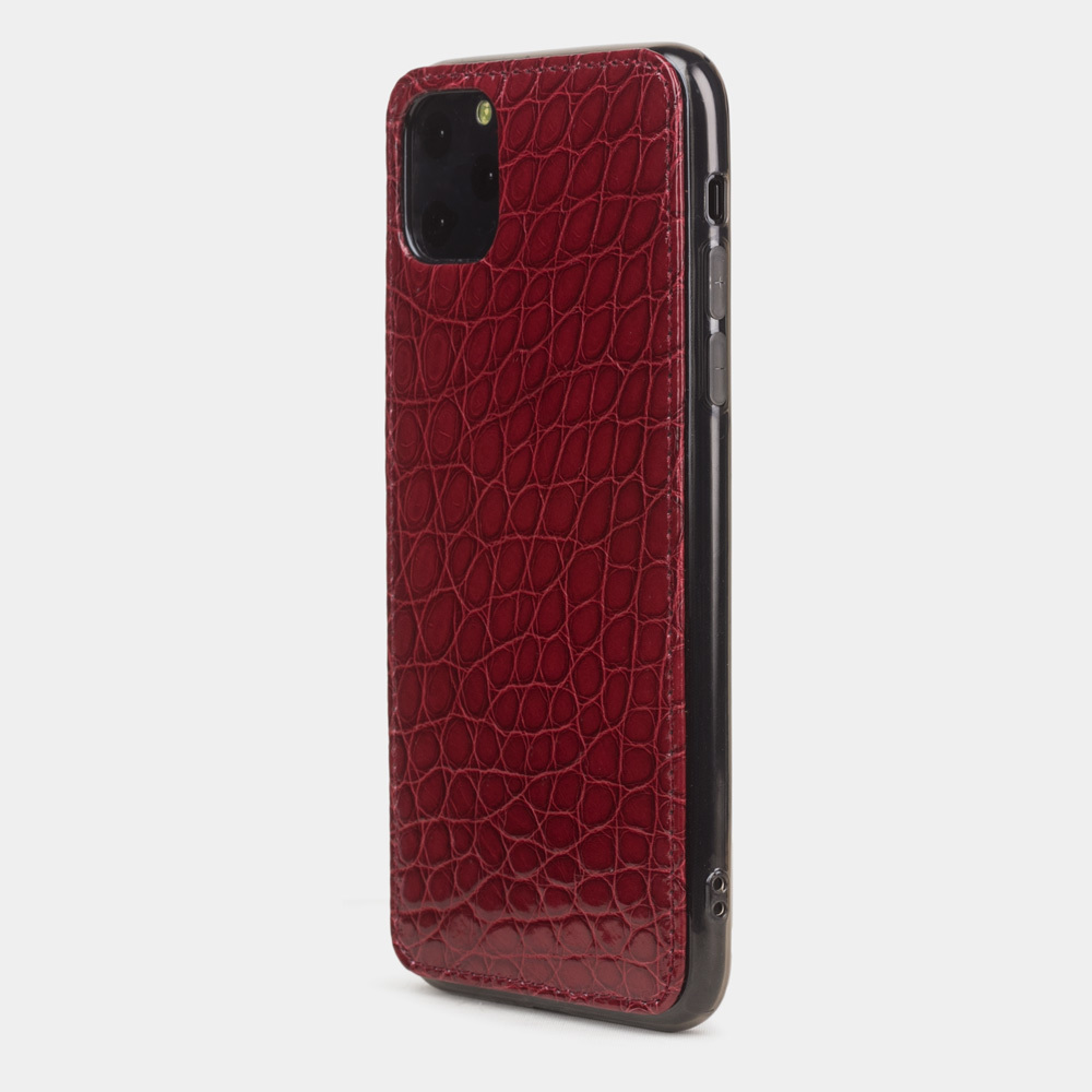 Special order: Чехол для iPhone 11 Pro Max из натуральной кожи аллигатора, вишневого цвета