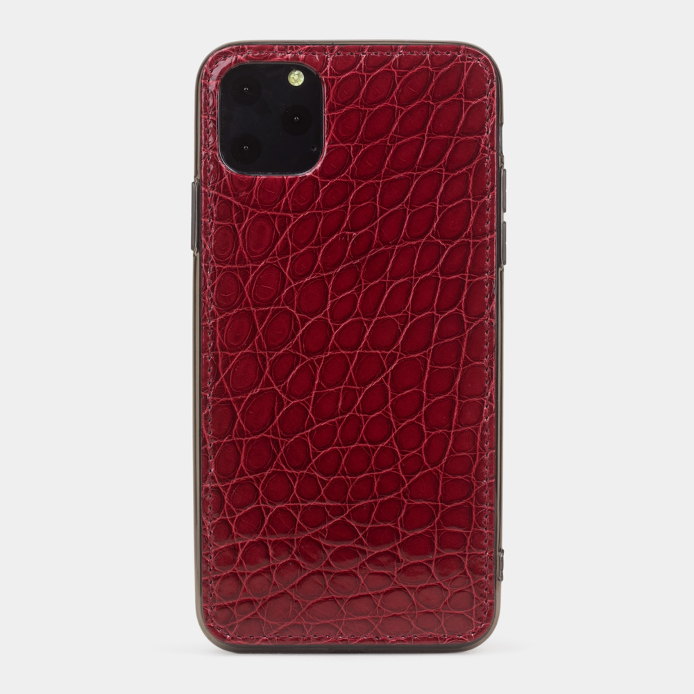 Special order: Чехол для iPhone 11 Pro Max из натуральной кожи аллигатора, вишневого цвета