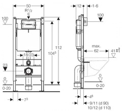 Geberit Duofix Платтенбау 111.362.00.5 UP320 инсталляция H112 для подвесного унитаза и клавиш Sigma