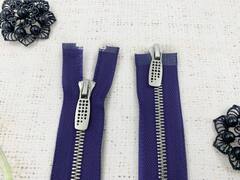 Молния металл Т5, L 80 см, 2 бегунка, фиолетовый/никель