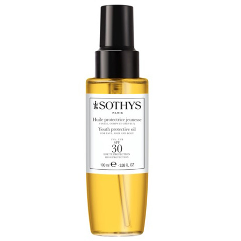 Sothys Солнечная линия: Защитное омолаживающее масло SPF 30 для лица, тела и волос (YOUTH PROTECTIVE OIL SPF30 RETAIL)