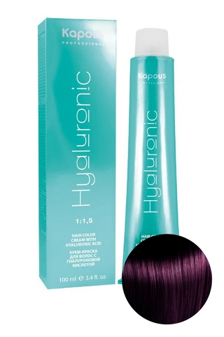 Крем-краска для волос с Гиалуроновой кислотой HY 6.2 Темный блондин фиолетовый Kapous, 100 мл