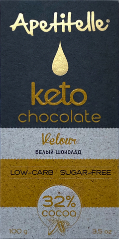 Низкоуглеводный кето шоколад без сахара Apetitelle Velour 32%, 100 гр