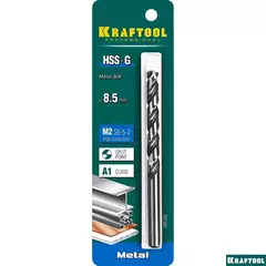 KRAFTOOL HSS-G, 8.5 х 117 мм, сталь P6M5, сверло по металлу (29651-8.5)
