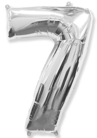 Воздушный шар (40''/102 см) Цифра, 7, Серебро, 1 шт.