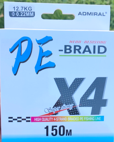 Плетенный шнур АДМИРАЛ PE Х 4. Цвет GREEN. Диаметр 0,18мм 9кг 150м.
