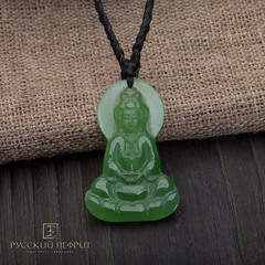 Подвес "Будда". Зелёный нефрит.