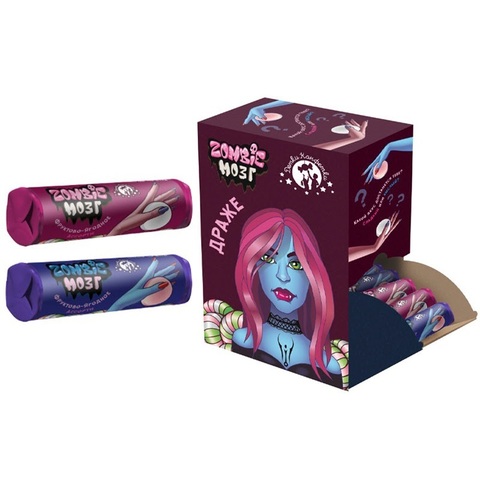 Драже ZOMBIE МОЗГ Ассорти (ВАМПИРШИ РОЛЛ) 1кор*12бл*60шт, 15гр