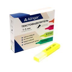 
          Текстовыделитель, Alingar, "Line-2", желтый неон, прямоугольный корпус, скошенный, 1-5 мм, 12 шт/уп, картонная упаковка
