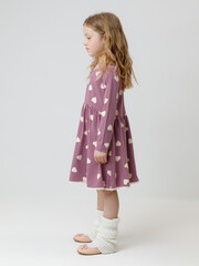 платье  для девочки  КР 5836/темная орхидея,сердечки к591