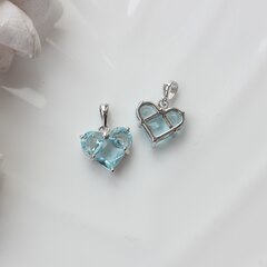 Подвеска Сердце с бледно-голубым фианитом, 14 мм, родий, П515