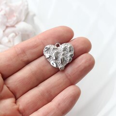 Подвеска с Сердце фактурное, 22*24 мм, родий, П838