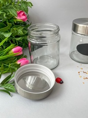 Баночки - бутылочки с металлической крышкой, декоративные, стеклянные, прозрачные, 350 мл, 10*8 см, набор 2 штуки.