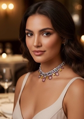 komplekt-ukrashenij-kole-sergi-s-rozovymi-i-zheltymi-kamnyami