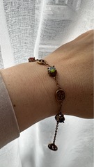 Браслет-цепочка с цветными камнями и лого style by GUCCI, цвет бронза