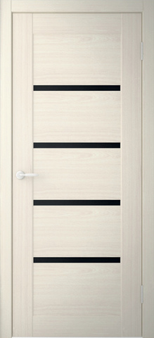 Дверь Фрегат Токио-2, триплекс чёрное, цвет беленый дуб, остекленная