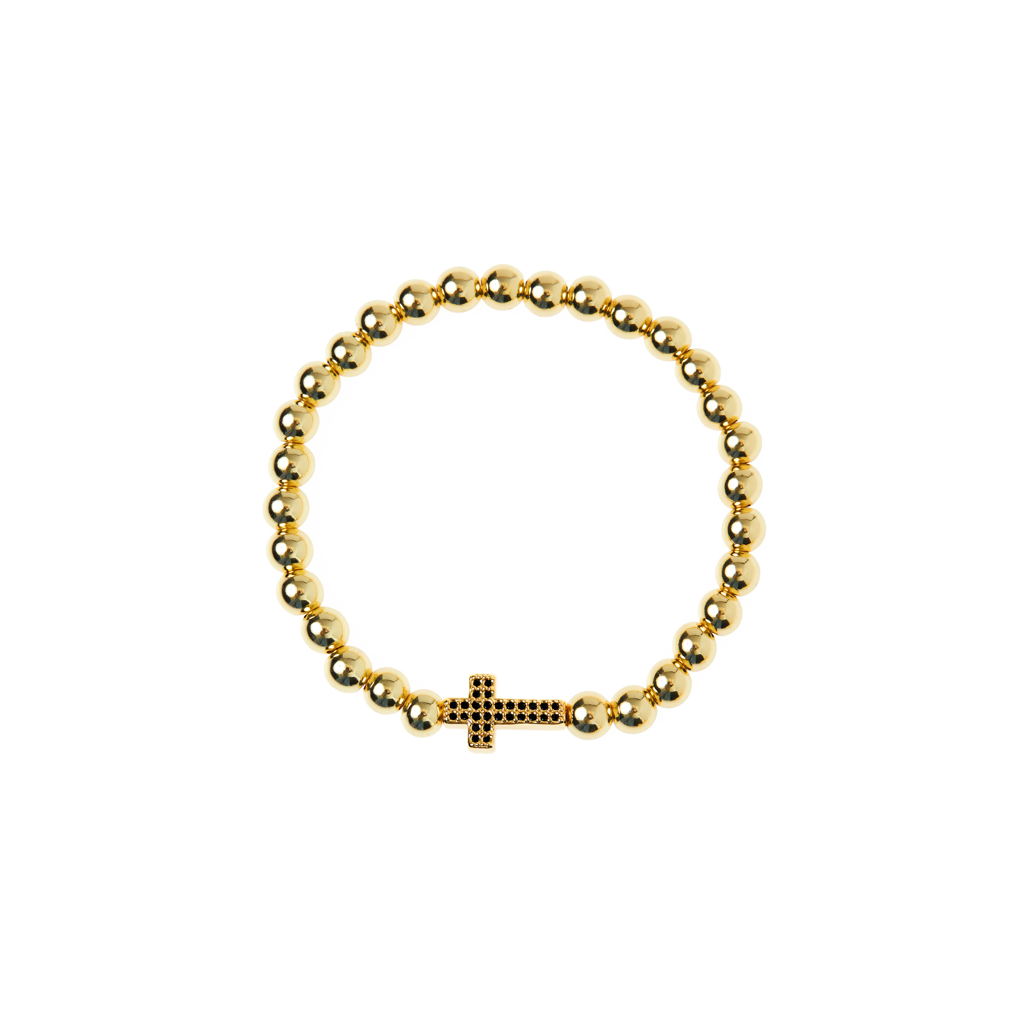 DÉJÀ VU Браслет Gold Crystal Cross Bracelet - Black цена и фото