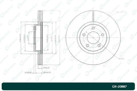 Диск тормозной вентилируемый G-brake  GR-20887