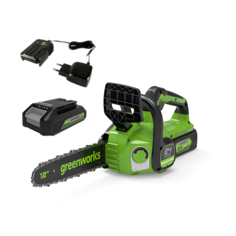 Аккумуляторная цепная пила Greenworks GD24CS30K4, 2007007UB,24v, 30см, АКБ 4 А·ч и ЗУ